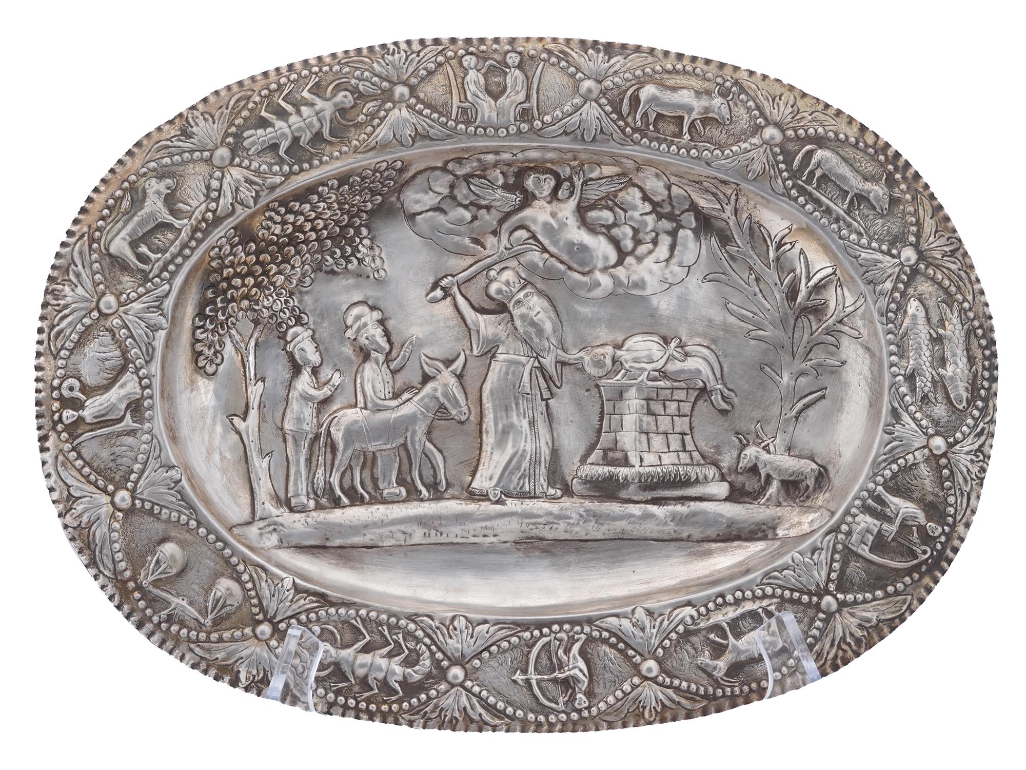 AUSTRIAN JUDAICA BINDING OF ISAAC SILVER TRAY